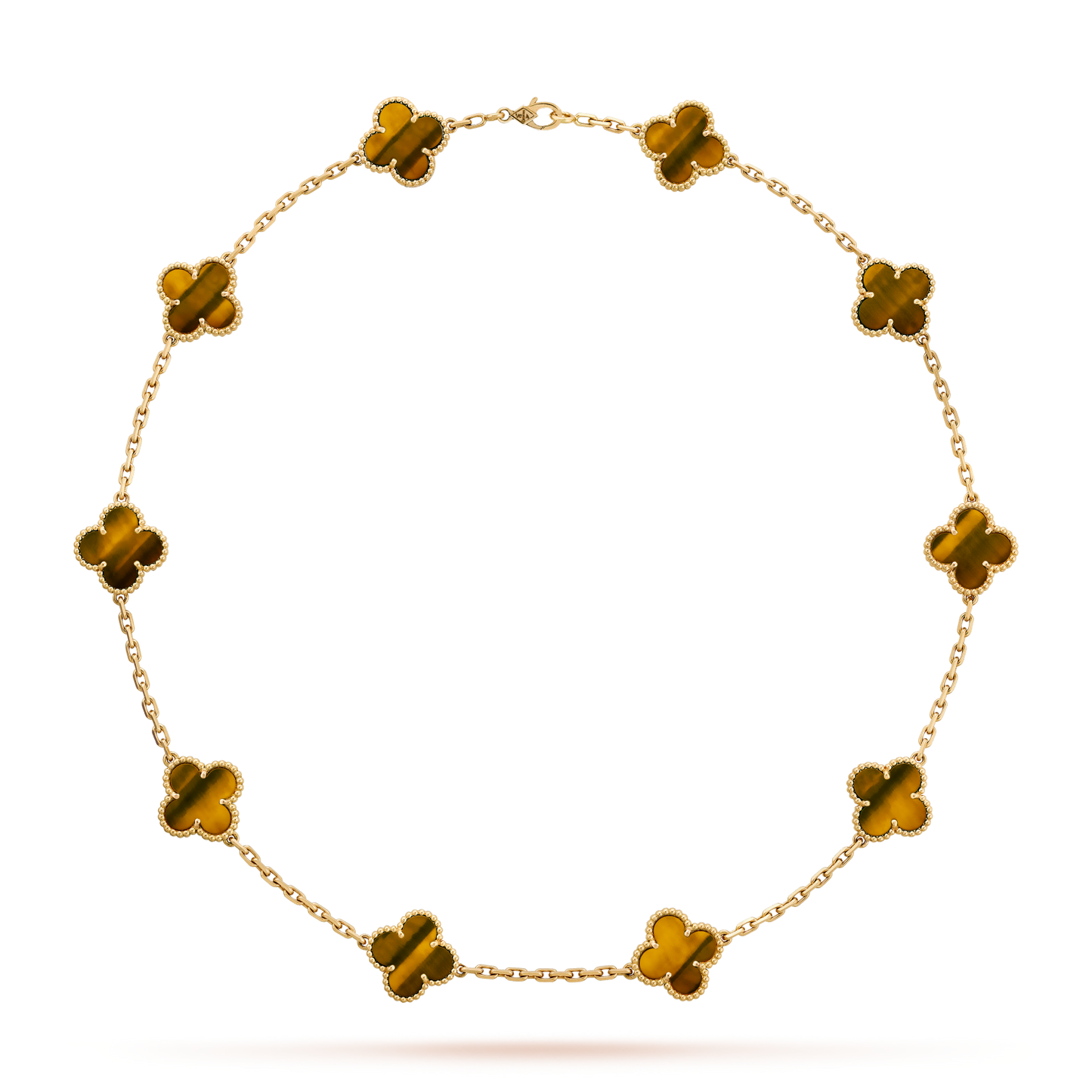 [Okajuri Jewelry]CLOVER 10 MOTIFS TIGER EYE NECKLACE
