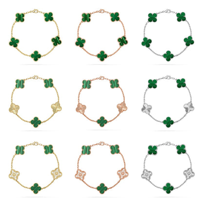 [Okajuri Jewelry] CLOVER 5 MOTIF MALACHITE BRACELET COLLECTION