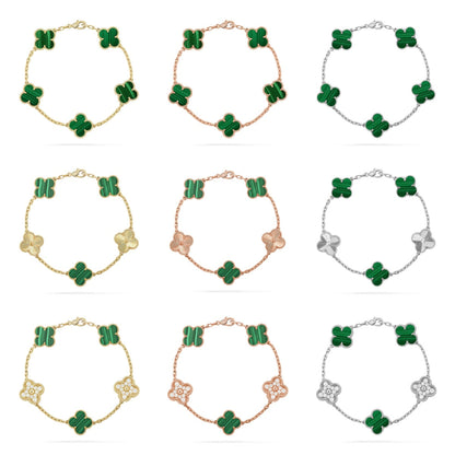 [Okajuri Jewelry]  CLOVER 5 MOTIF MALACHITE BRACELET COLLECTION