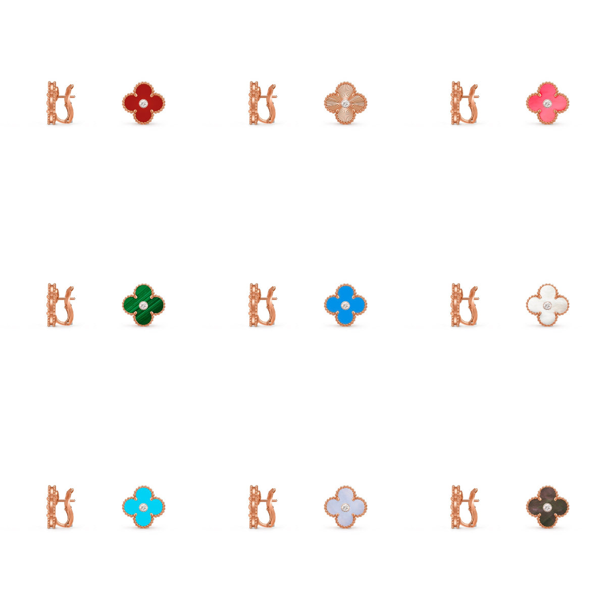[Okajuri Jewelry] CLOVER 15MM MOP DIAMOND EARRINGS COLLECTION
