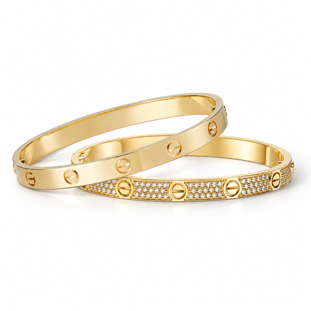 [Oakjuri™ Jewelry] ] LOVE  Classic & Diamond-Paved Bracelet Stack Set