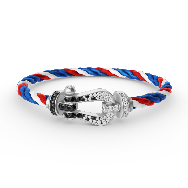 [Okajuri Jewelry]FORCE LARGE HORSESHOE BLACK WHITE DIAMOND BRACELET SILVER