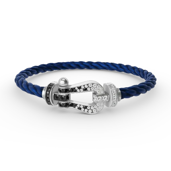 [Oakjuri™ Jewelry] ]Pave Gemstone Love &Force Large Horseshoe Diamond Duo Bracelet Stack Set