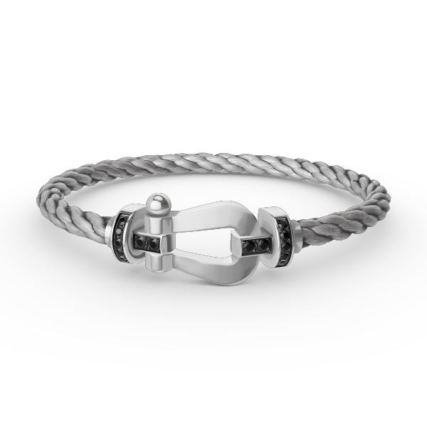 [Okajuri Jewelry]FORCE LARGE HORSESHOE BLACK DIAMOND BRACELET SILVER