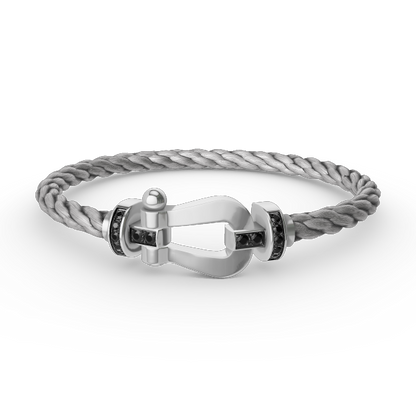 [Okajuri Jewelry]FORCE LARGE HORSESHOE BLACK DIAMOND BRACELET SILVER