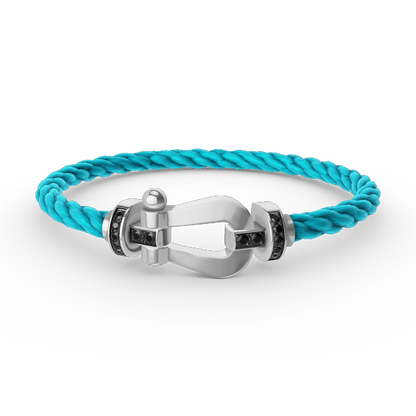 [Okajuri Jewelry]FORCE LARGE HORSESHOE BLACK DIAMOND BRACELET SILVER