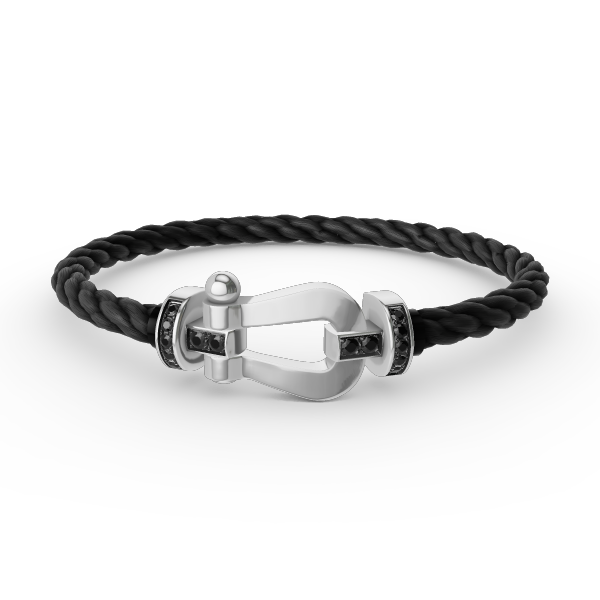 [Okajuri Jewelry]FORCE LARGE HORSESHOE BLACK DIAMOND BRACELET SILVER