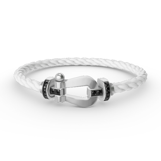 [Okajuri Jewelry]FORCE LARGE HORSESHOE BLACK DIAMOND BRACELET SILVER