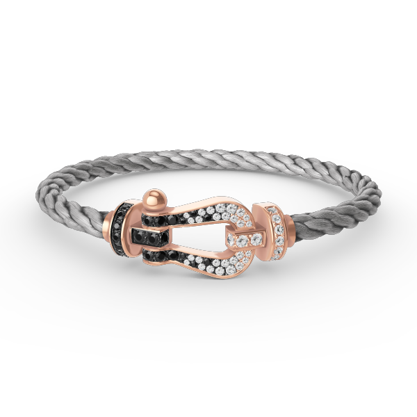 [Okajuri Jewelry]FORCE LARGE HORSESHOE BLACK WHITE DIAMOND BRACELET ROSE GOLD