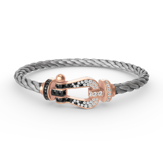 [Okajuri Jewelry]FORCE LARGE HORSESHOE BLACK WHITE DIAMOND BRACELET ROSE GOLD