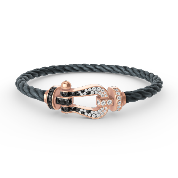 [Okajuri Jewelry]FORCE LARGE HORSESHOE BLACK WHITE DIAMOND BRACELET ROSE GOLD