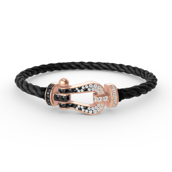 [Okajuri Jewelry]FORCE LARGE HORSESHOE BLACK WHITE DIAMOND BRACELET ROSE GOLD