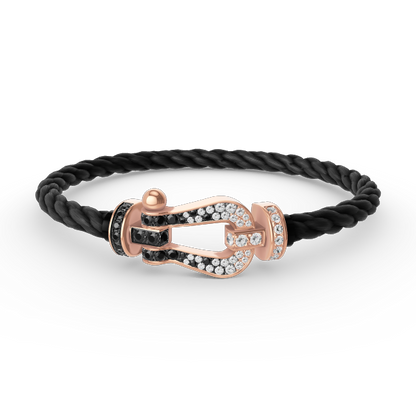 [Okajuri Jewelry]FORCE LARGE HORSESHOE BLACK WHITE DIAMOND BRACELET ROSE GOLD