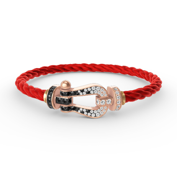 [Okajuri Jewelry]FORCE LARGE HORSESHOE BLACK WHITE DIAMOND BRACELET ROSE GOLD