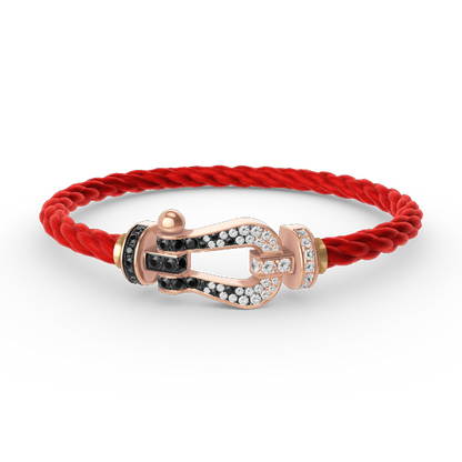 [Okajuri Jewelry]FORCE LARGE HORSESHOE BLACK WHITE DIAMOND BRACELET ROSE GOLD