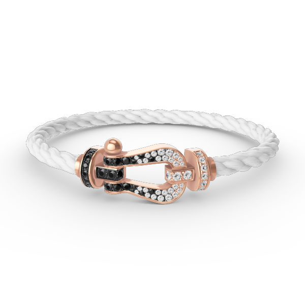 [Okajuri Jewelry]FORCE LARGE HORSESHOE BLACK WHITE DIAMOND BRACELET ROSE GOLD