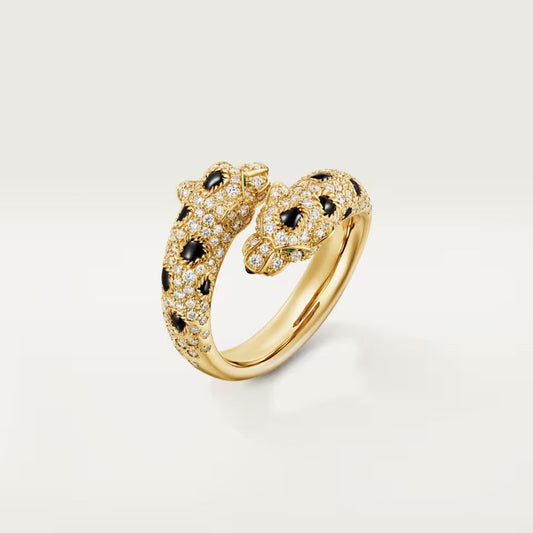 [Okajuri Jewelry] PANTHERE DOUBLE HEADED FULL DIAMOND  RING