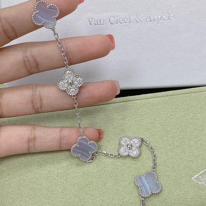 [Okajuri Jewelry] CLOVER 5 MOTIF PURPLE CHALCEDONY BRACELET COLLECTION
