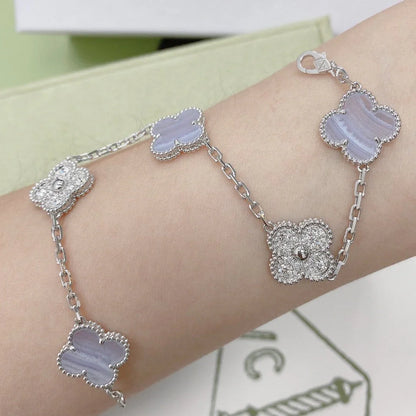 [Okajuri Jewelry] CLOVER 5 MOTIF PURPLE CHALCEDONY BRACELET COLLECTION