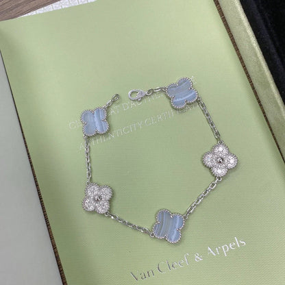 [Okajuri Jewelry]  CLOVER 5 MOTIF PURPLE CHALCEDONY BRACELET COLLECTION