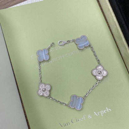 [Okajuri Jewelry] CLOVER 5 MOTIF PURPLE CHALCEDONY BRACELET COLLECTION