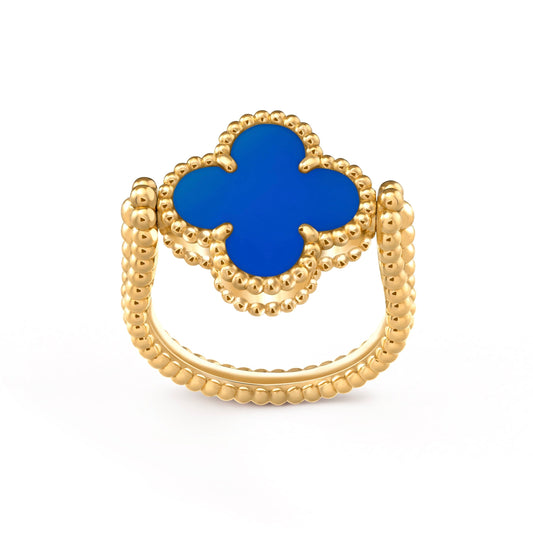 [Okajuri Jewelry]CLOVER RIVERSIBLE BLUE AGATE RING