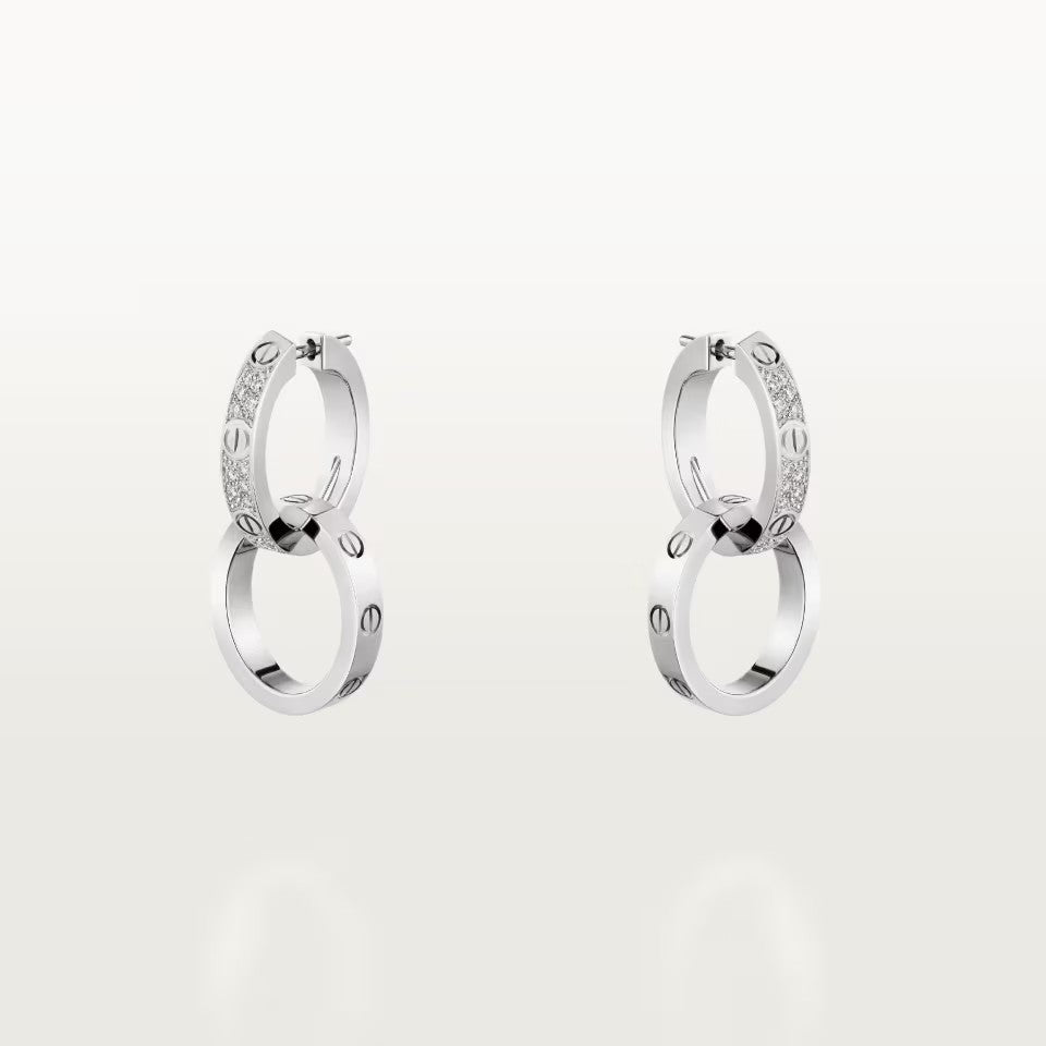 [Okajuri Jewelry] LOVE 3.3MM DANGLE HALF DIAMOND EARRINGS