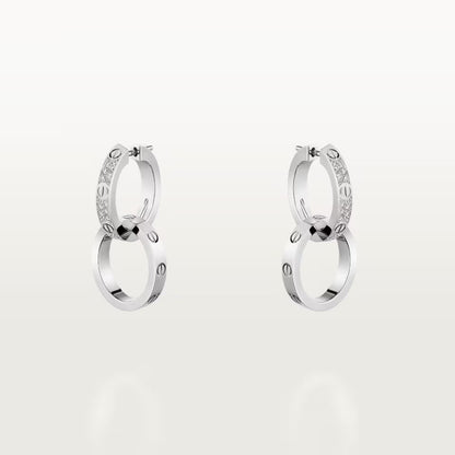 [Okajuri Jewelry] LOVE 3.3MM DANGLE HALF DIAMOND EARRINGS