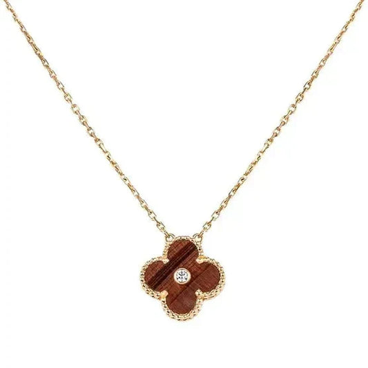 [Okajuri Jewelry]CLOVER 15MM DIAMOND AND YELLOW TIGER'S EYE AGATE necklace