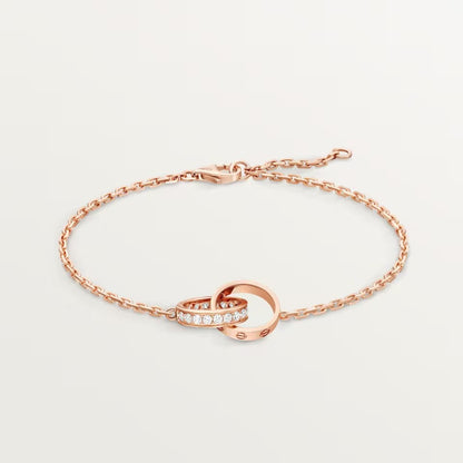 [Okajuri Jewelry] LOVE DOUBLE RING HALF DIAMOND BRACELET