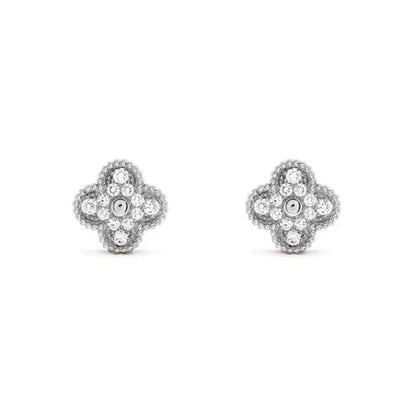[Okajuri Jewelry]CLOVER 1 MOTIFS DIAMOND STUD EARRINGS SILVER
