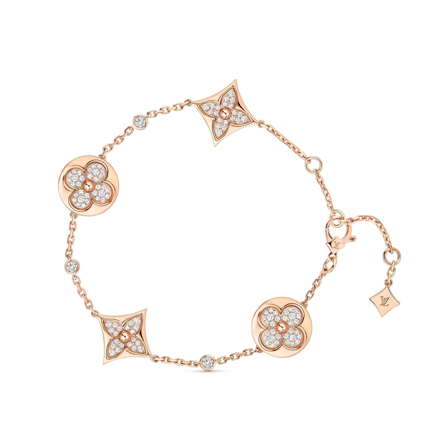 [Okajuri Jewelry]STAR AND SUN 4 MOTIFS GOLD DIAMONDS BRACELET