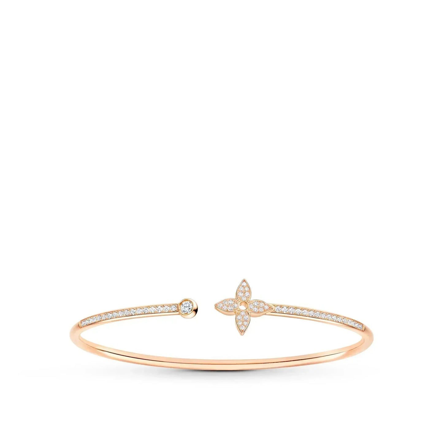 [Okajuri Jewelry]IDYLLE PINK GOLD OPEN BRACELET DIAMOND PAVED