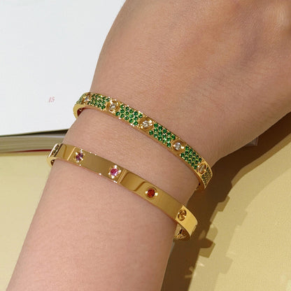[Okajuri Jewelry] 2026 PAVE GEMSTONE LOVE BRACELET 6.1MM 10 DIAMONDS