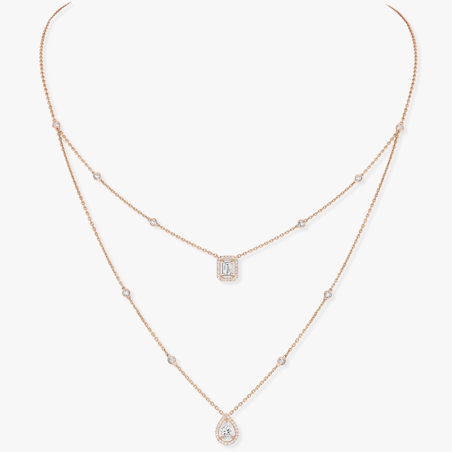 [Okajuri Jewelry]MY TWIN 2 ROW DIAMOND NECKLACE