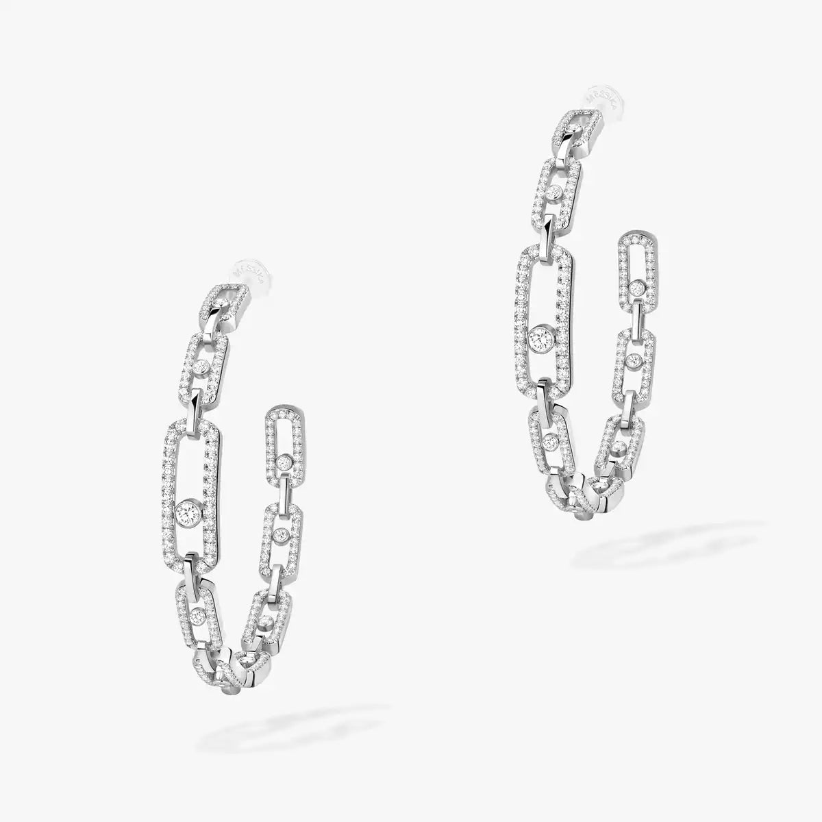 [[Okajuri Jewelry]Move Link Diamond Hoop Earrings