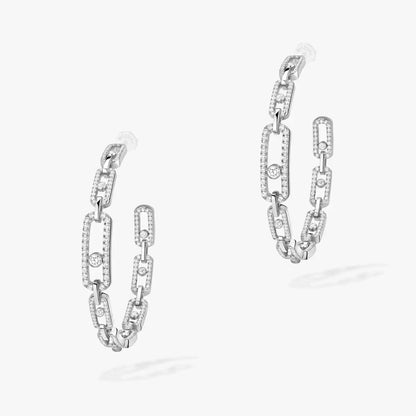 [[Okajuri Jewelry]Move Link Diamond Hoop Earrings