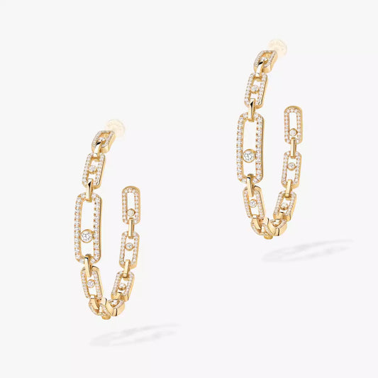 [[Okajuri Jewelry]Move Link Diamond Hoop Earrings