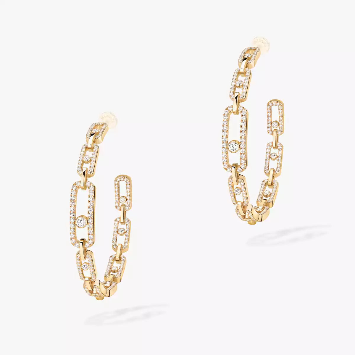 [[Okajuri Jewelry]Move Link Diamond Hoop Earrings