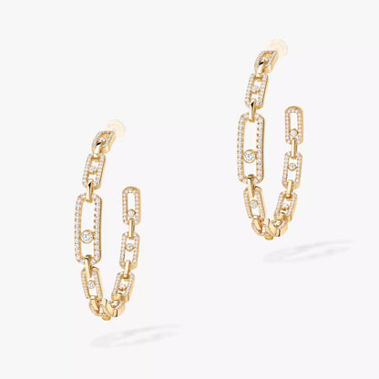 [[Okajuri Jewelry]Move Link Diamond Hoop Earrings