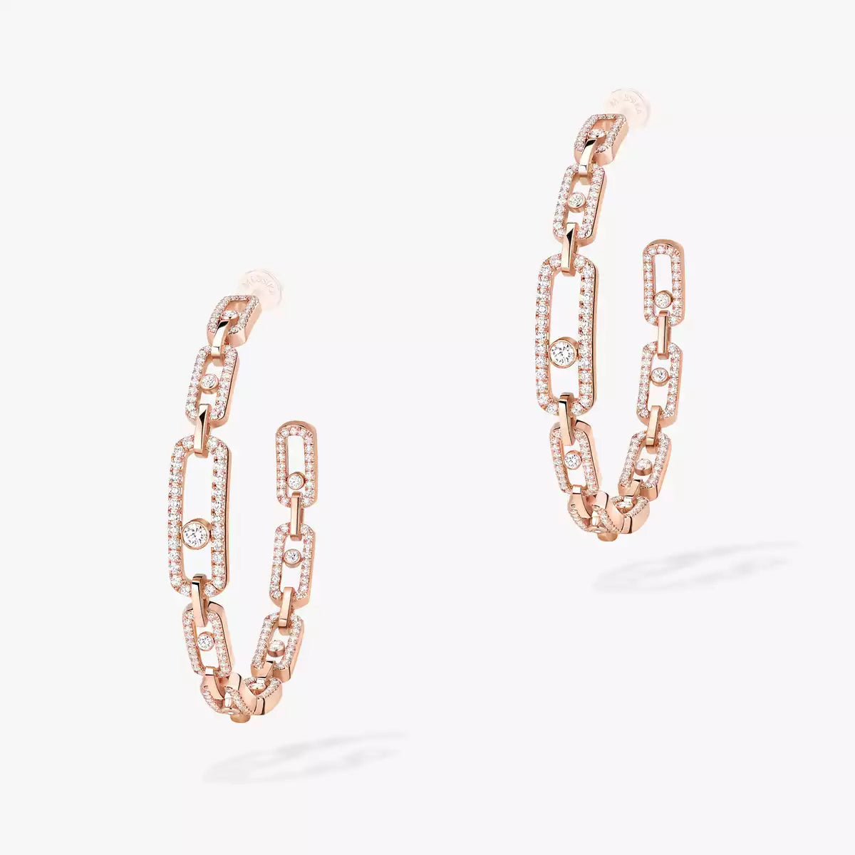 [[Okajuri Jewelry]Move Link Diamond Hoop Earrings