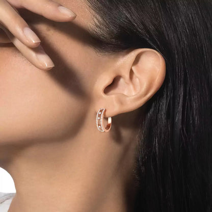 [Okajuri Jewelry]Diamond Pave_ Hoop Earrings Move