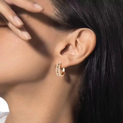 [Okajuri Jewelry]Diamond Pave_ Hoop Earrings Move