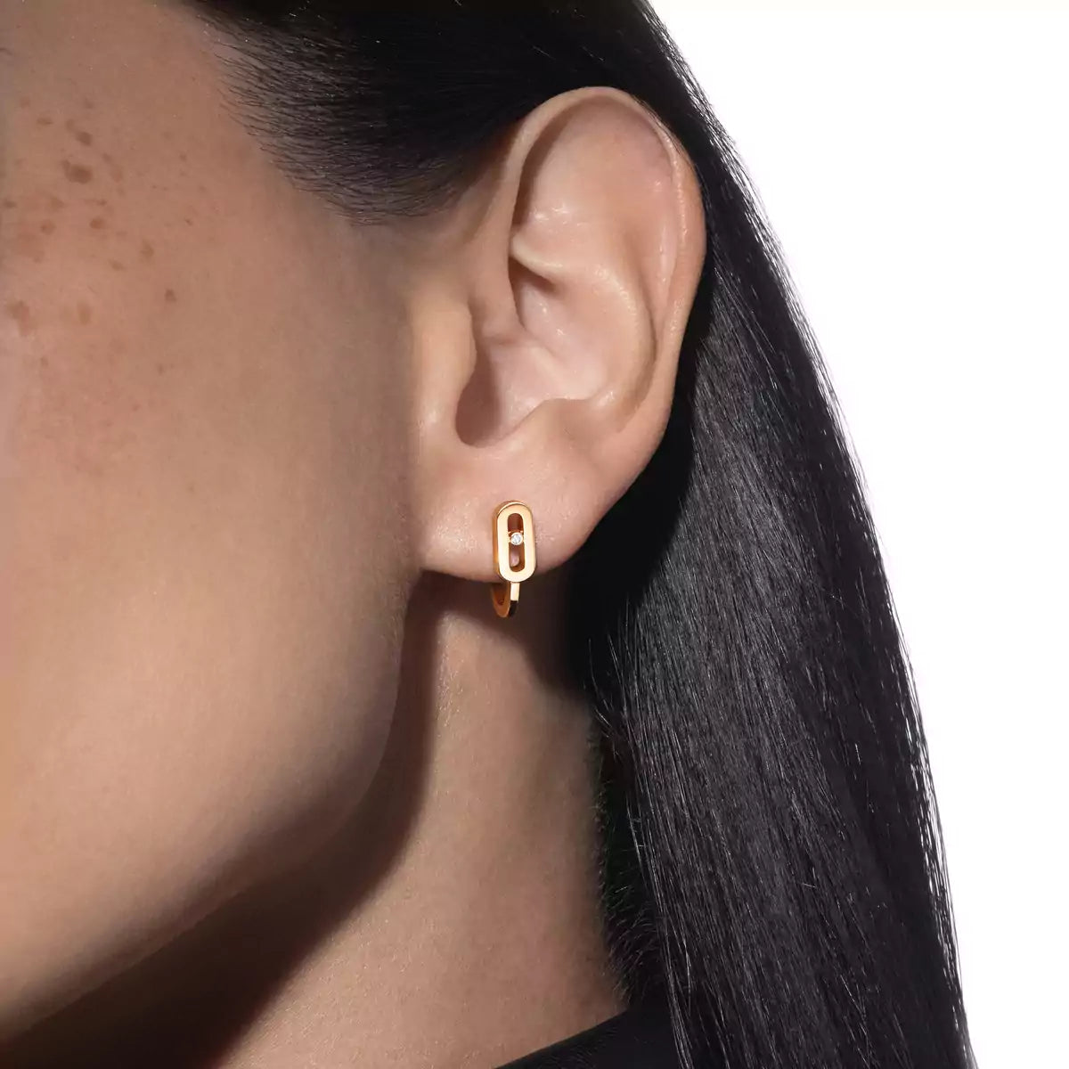 [Okajuri Jewelry]Diamond Mini Hoop Earrings Move Classique