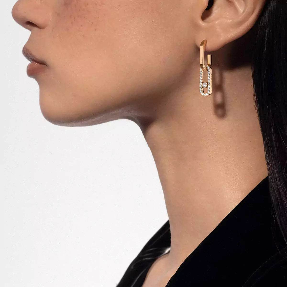 [Okajuri Jewelry]Move Link Diamond Earrings