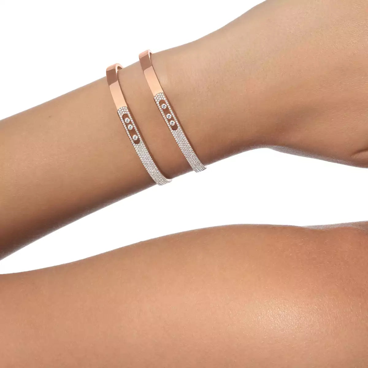 [Okajuri Jewelry]Move Noa Rose Gold Pavé Diamond Bangle Bracelet