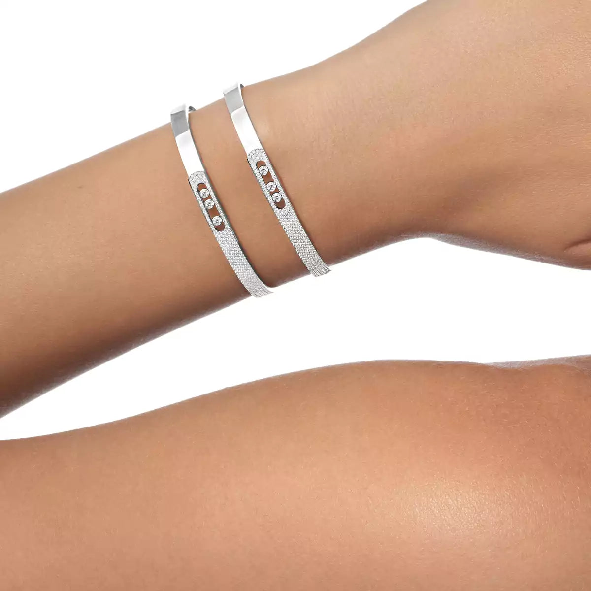 [Okajuri Jewelry]Move Noa Rose Gold Pavé Diamond Bangle Bracelet