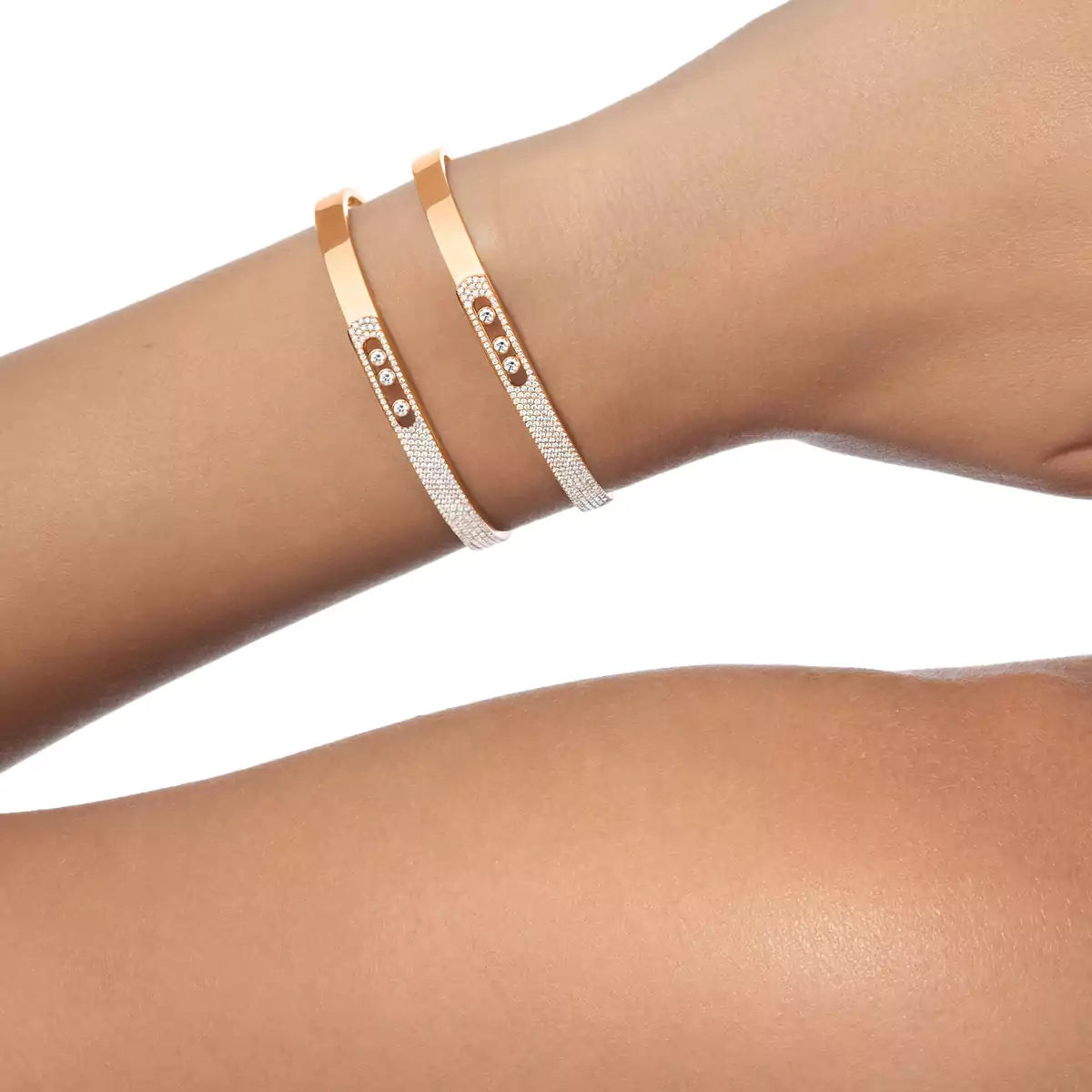 [Okajuri Jewelry]Move Noa Rose Gold Pavé Diamond Bangle Bracelet