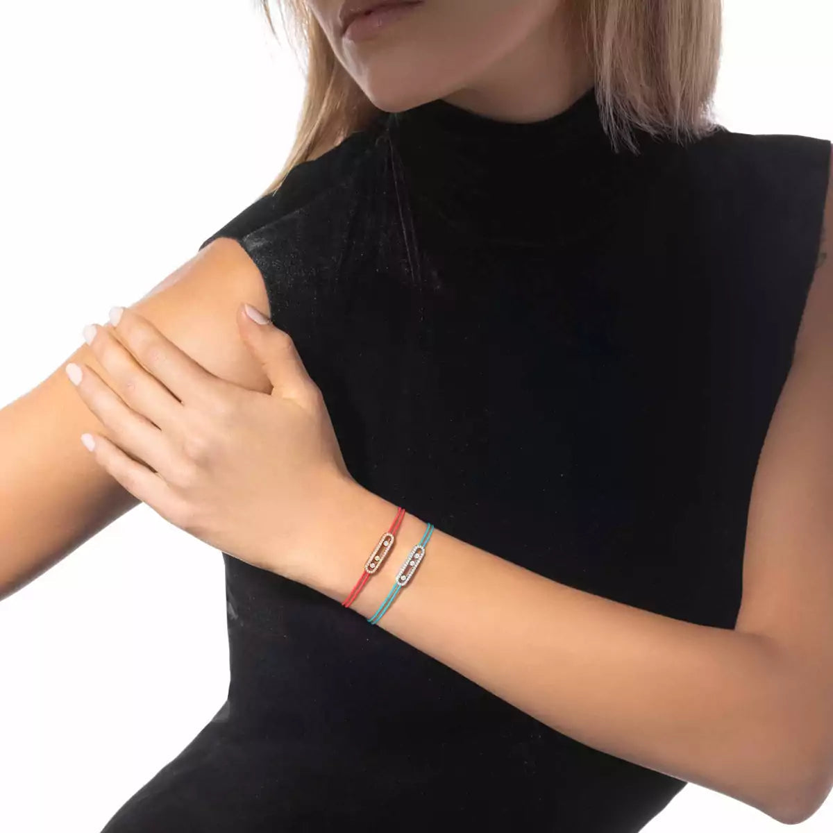 [Okajuri Jewelry]Messika Care(s) pink cord pavé bracelet