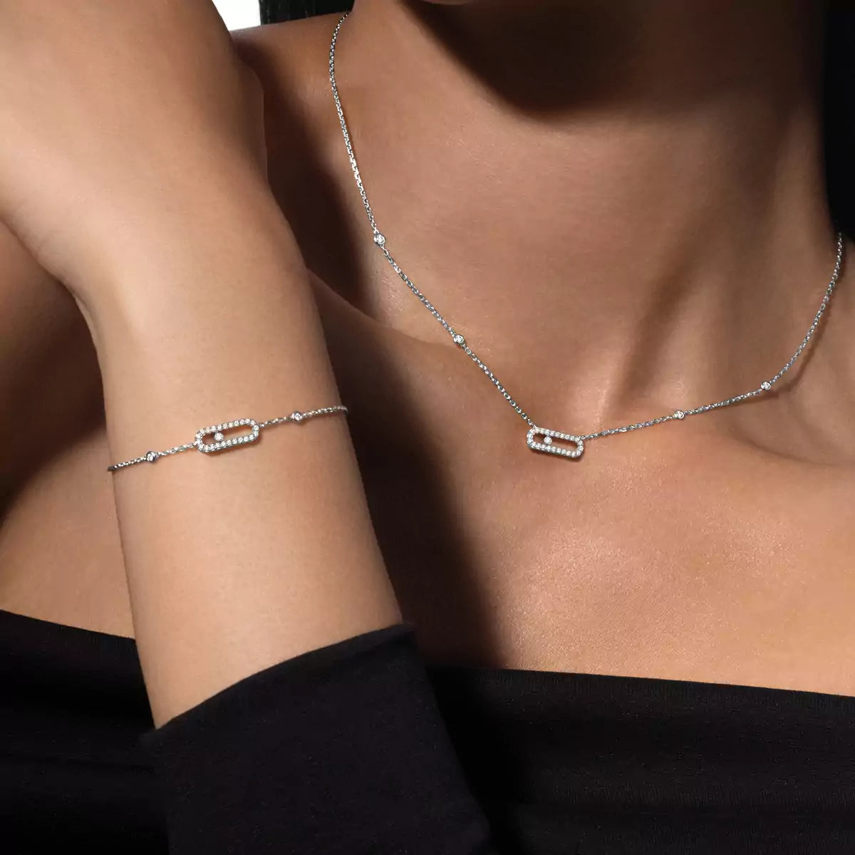 [Okajuri Jewelry]Diamond Necklace Move Uno